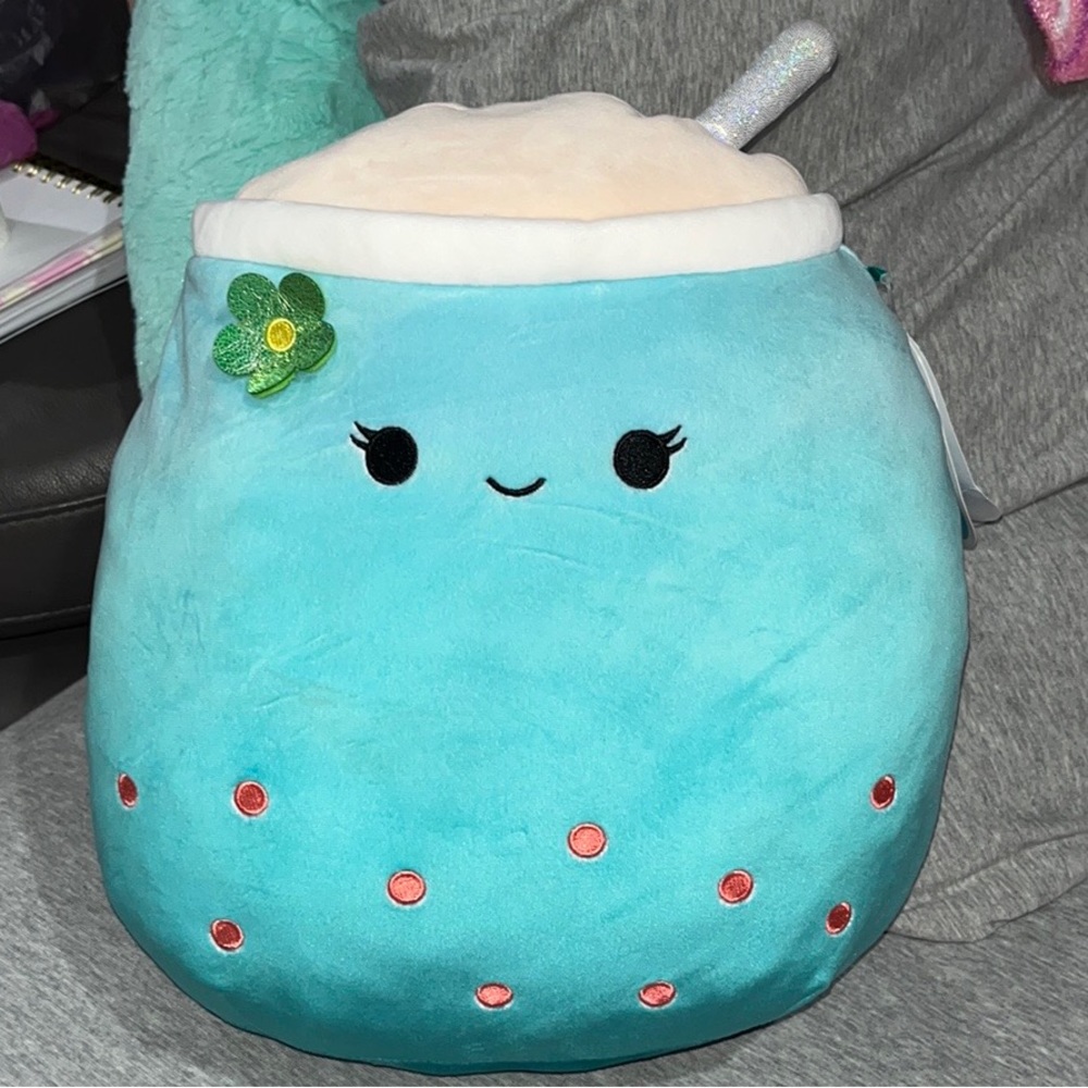 Brand: Squishmallow, Size: 12in & Color: Blue.
